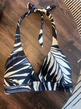 Anne Cole Black and White Printed Bikini Top